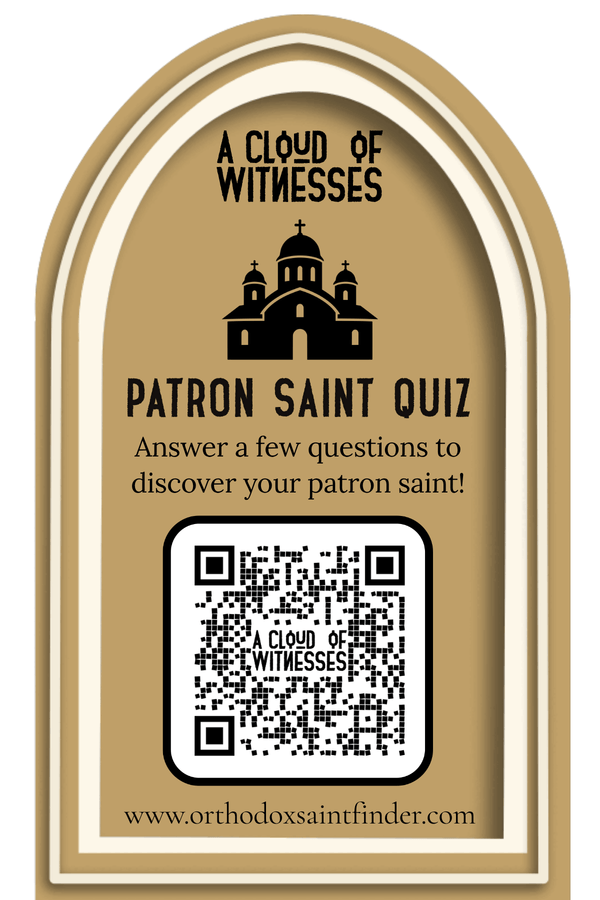 Patron Saint Quiz — scan to open on orthodoxsaintfinder.com