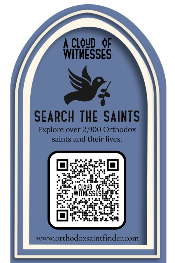 Search the Saints — scan to open on orthodoxsaintfinder.com
